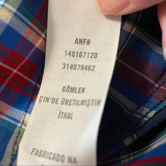 Abercrombie & Fitch Navy Blue Red Madris Cotton Long Sleeve Button-Up Shirt-Med. - Picture 9 of 12